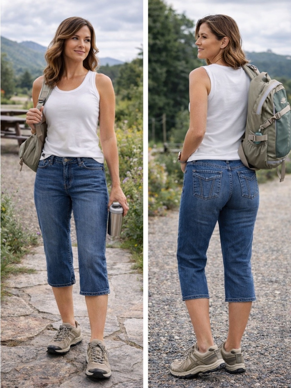 Eddie Bauer Size 12 100% Cotton Denim Capri Jeans – Rear-Enhancing Pockets